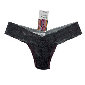 Hanky Panky Low Rise Thong Women One Size‎ Grey Pink Plaid Lace Intimates NWT